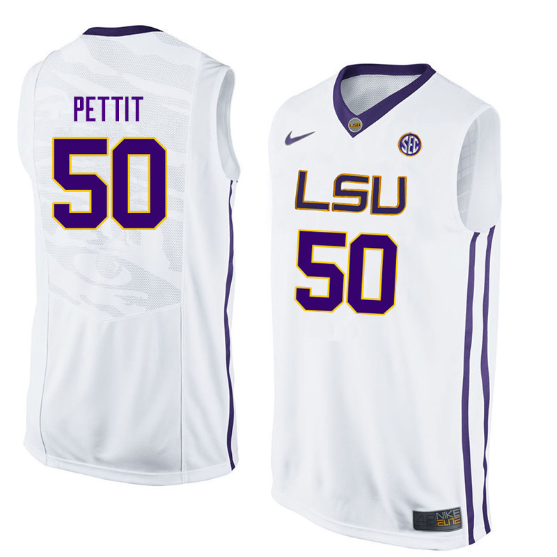 Men LSU Tigers #50 Bob Pettit College Basketball Jerseys-White